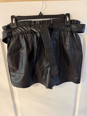 Faux Leather Waist Shorts in Black